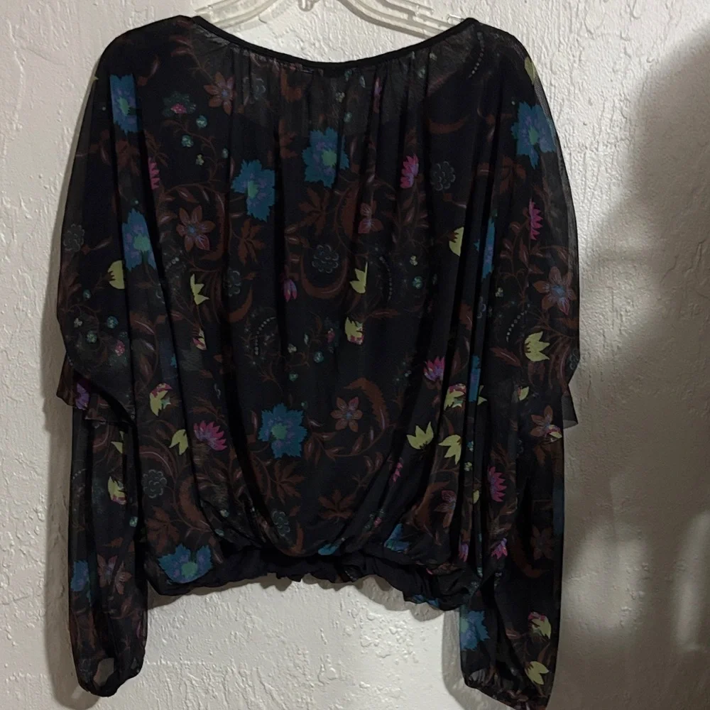 Free People Black Wildflower Honey Top Size M - Picture 6 of 6
